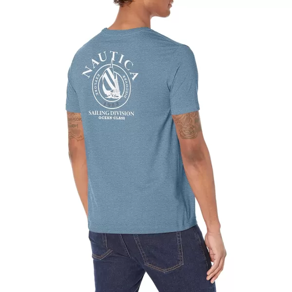 Nautica Mens Sustainably Crafted Graphic TShirtDeep Anchor Heather