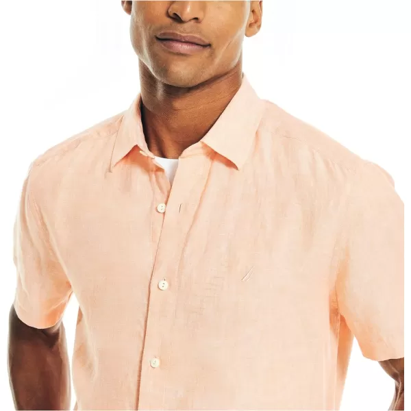 Nautica Mens Sustainably Crafted Linen ShortSleeve ShirtCoral Reef