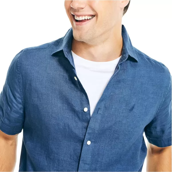 Nautica Mens Sustainably Crafted Linen ShortSleeve ShirtLapis Blue