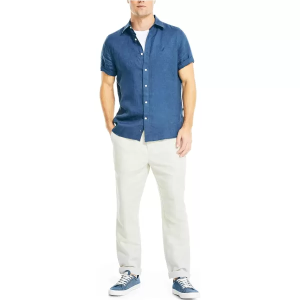 Nautica Mens Sustainably Crafted Linen ShortSleeve ShirtLapis Blue