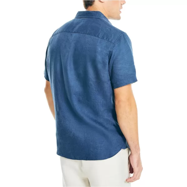 Nautica Mens Sustainably Crafted Linen ShortSleeve ShirtLapis Blue