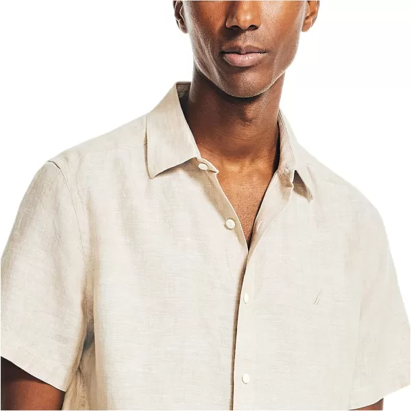 Nautica Mens Sustainably Crafted Linen ShortSleeve ShirtSandy Bar