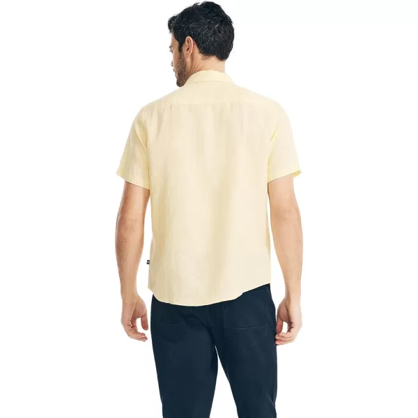 Nautica Mens Sustainably Crafted Linen ShortSleeve ShirtSun Shine