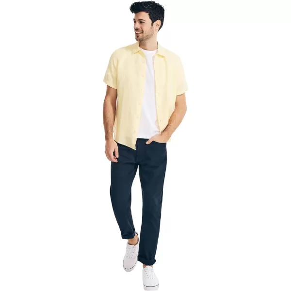 Nautica Mens Sustainably Crafted Linen ShortSleeve ShirtSun Shine