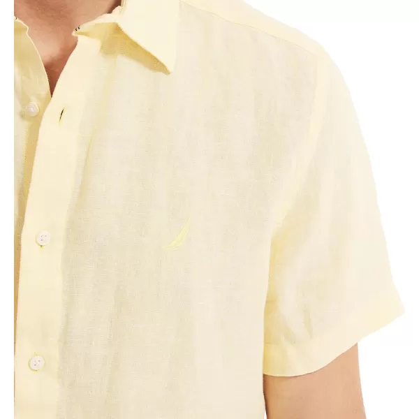 Nautica Mens Sustainably Crafted Linen ShortSleeve ShirtSun Shine