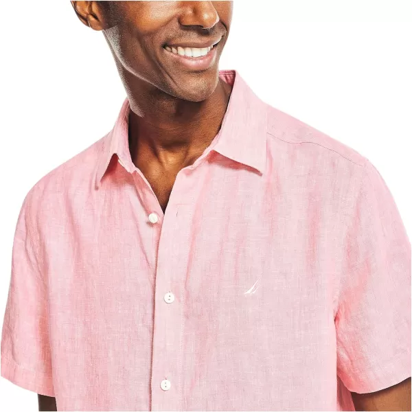 Nautica Mens Sustainably Crafted Linen ShortSleeve ShirtTeaberry