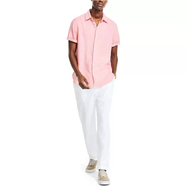 Nautica Mens Sustainably Crafted Linen ShortSleeve ShirtTeaberry