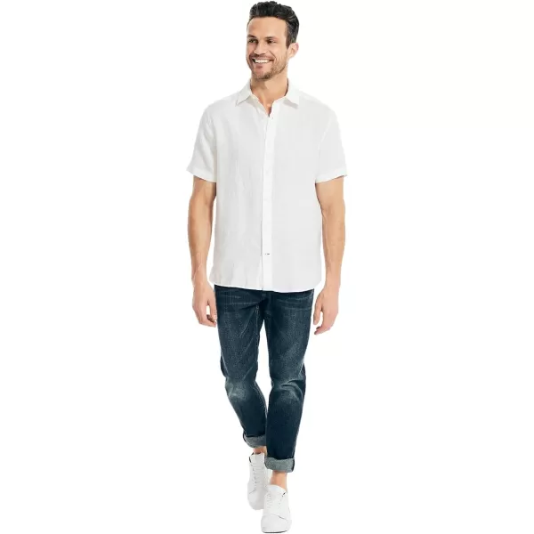 Nautica Mens Sustainably Crafted Linen ShortSleeve ShirtWhite