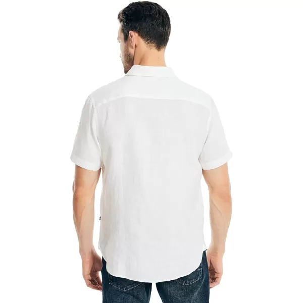 Nautica Mens Sustainably Crafted Linen ShortSleeve ShirtWhite