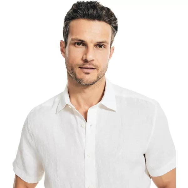 Nautica Mens Sustainably Crafted Linen ShortSleeve ShirtWhite