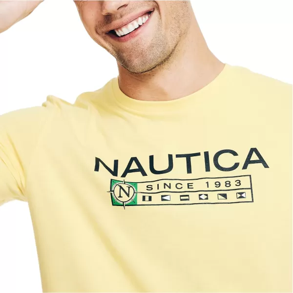 Nautica Mens Sustainably Crafted Logo Graphic TShirtAspen Gold