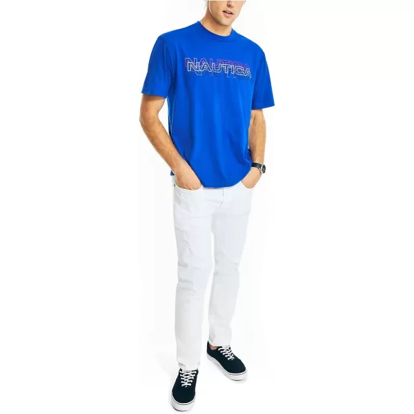 Nautica Mens Sustainably Crafted Logo Graphic TShirtBright Cobalt