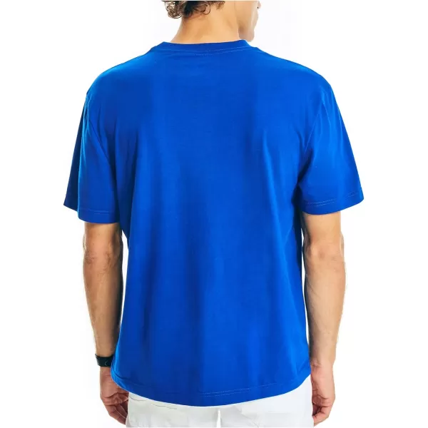 Nautica Mens Sustainably Crafted Logo Graphic TShirtBright Cobalt