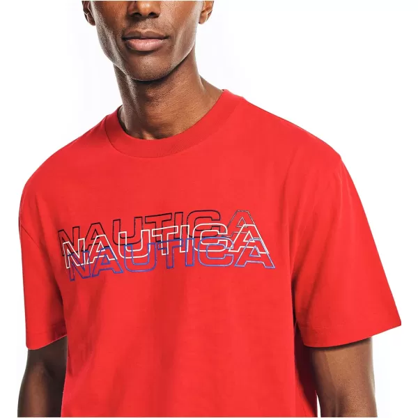 Nautica Mens Sustainably Crafted Logo Graphic TShirtNautica Red