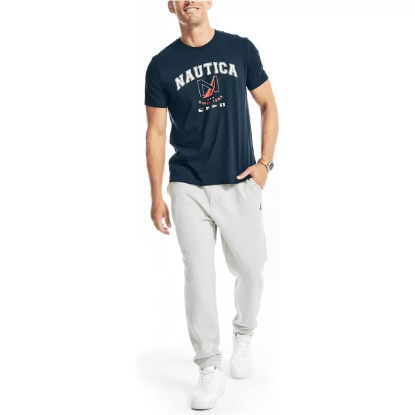 Nautica Mens Sustainably Crafted Logo Graphic TShirtNavy