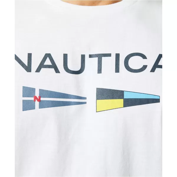 Nautica Mens Sustainably Crafted Logo Signal Flag Graphic TShirtBright White