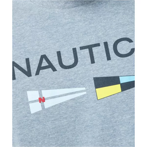 Nautica Mens Sustainably Crafted Logo Signal Flag Graphic TShirtDeep Anchor Heather