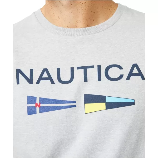 Nautica Mens Sustainably Crafted Logo Signal Flag Graphic TShirtGrey Heather