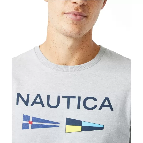 Nautica Mens Sustainably Crafted Logo Signal Flag Graphic TShirtGrey Heather