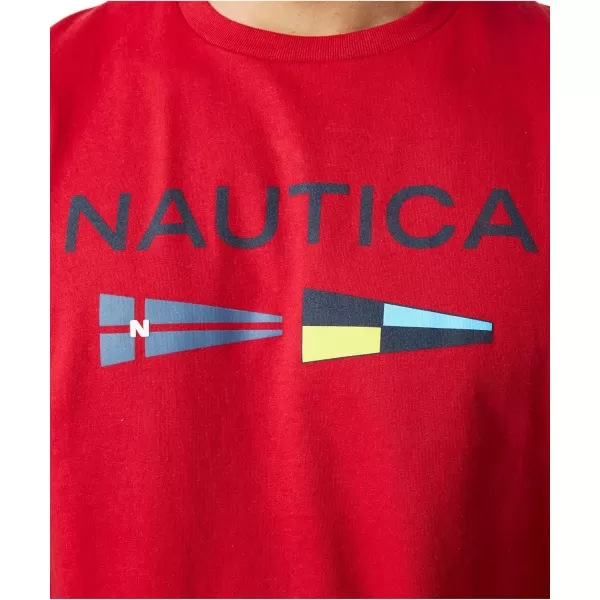 Nautica Mens Sustainably Crafted Logo Signal Flag Graphic TShirtNautica Red