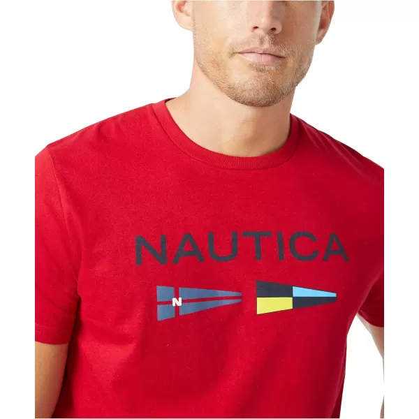 Nautica Mens Sustainably Crafted Logo Signal Flag Graphic TShirtNautica Red