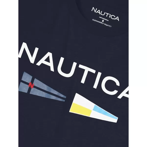 Nautica Mens Sustainably Crafted Logo Signal Flag Graphic TShirtNavy