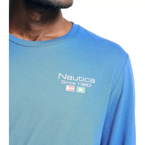 Nautica Mens Sustainably Crafted LongSleeve Graphic TShirtBright Cobalt