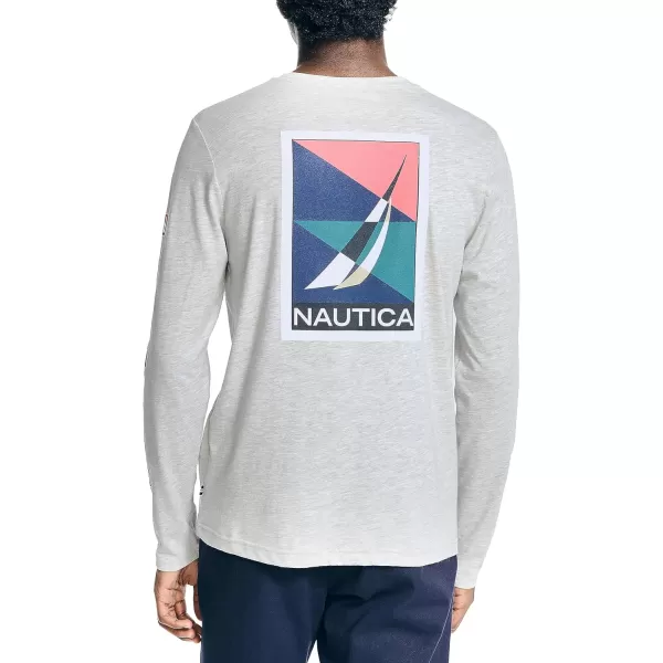 Nautica Mens Sustainably Crafted LongSleeve Graphic TShirtGrey Htr