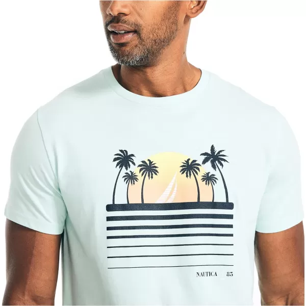 Nautica Mens Sustainably Crafted Palm Trees Graphic TShirtBlue Tint