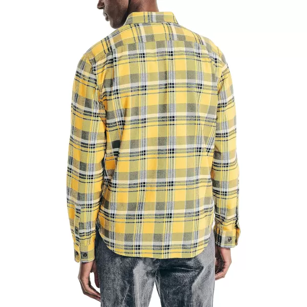 Nautica Mens Sustainably Crafted Plaid Flannel ShirtLightening Gold