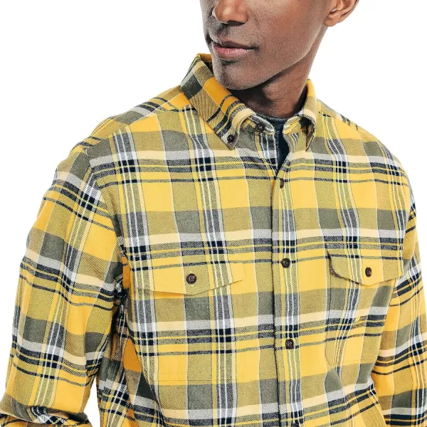 Nautica Mens Sustainably Crafted Plaid Flannel ShirtLightening Gold