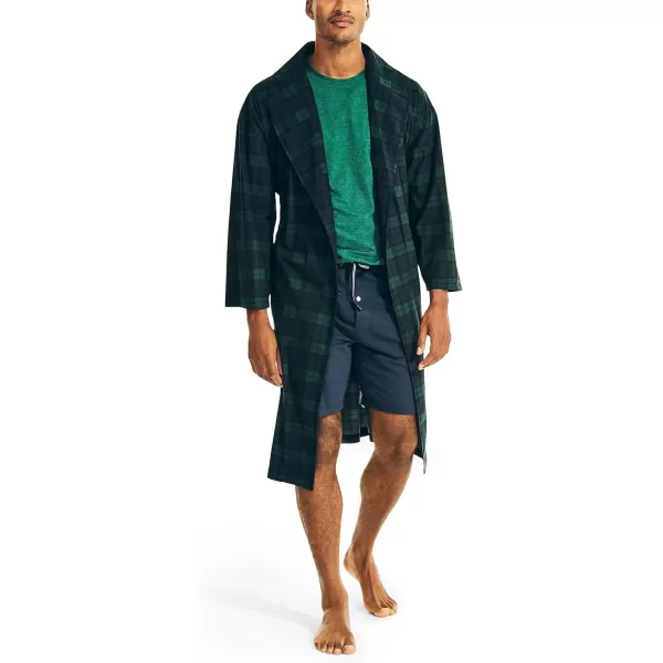 Nautica Mens Sustainably Crafted Plaid RobeEmerald YardOne SizeNautica Mens Sustainably Crafted Plaid RobeEmerald YardOne Size