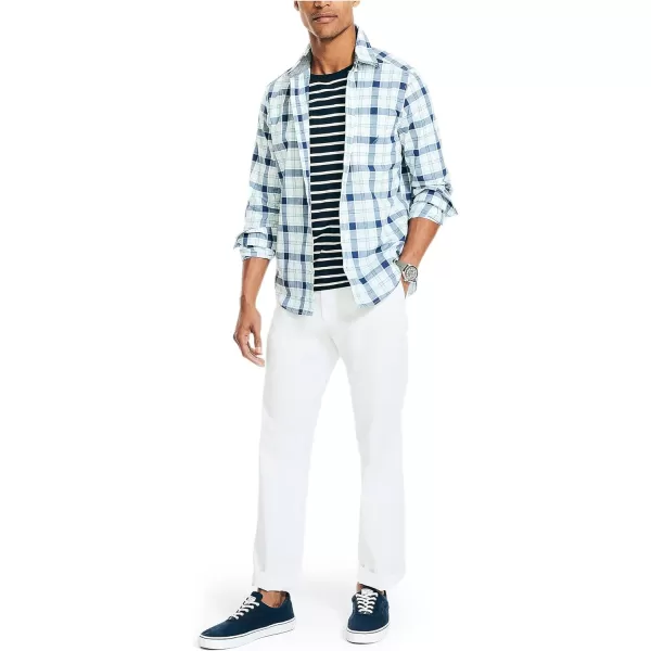 Nautica Mens Sustainably Crafted Plaid ShirtBright White