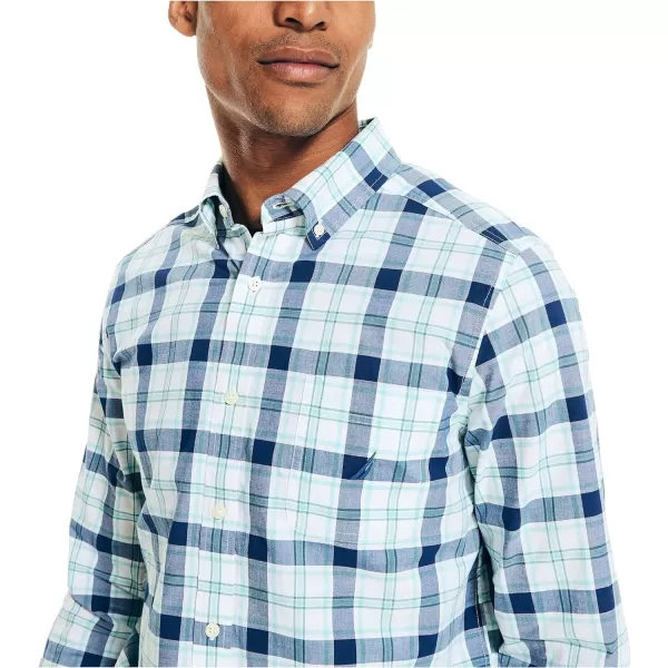 Nautica Mens Sustainably Crafted Plaid ShirtBright White