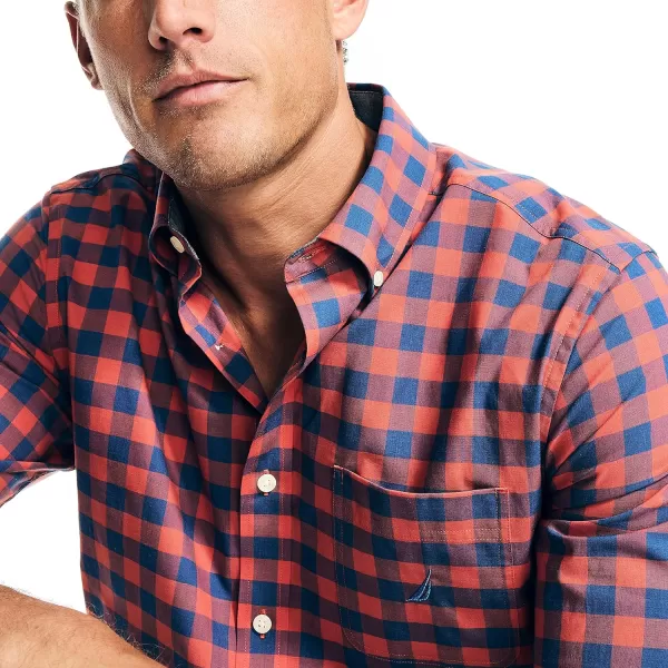 Nautica Mens Sustainably Crafted Plaid ShirtCayenne
