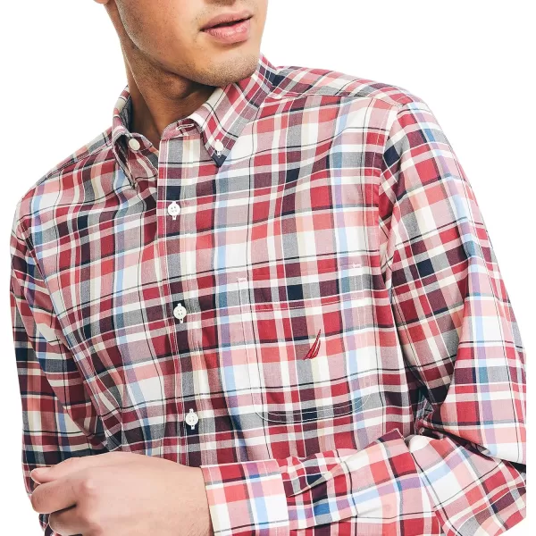 Nautica Mens Sustainably Crafted Plaid ShirtGarnet