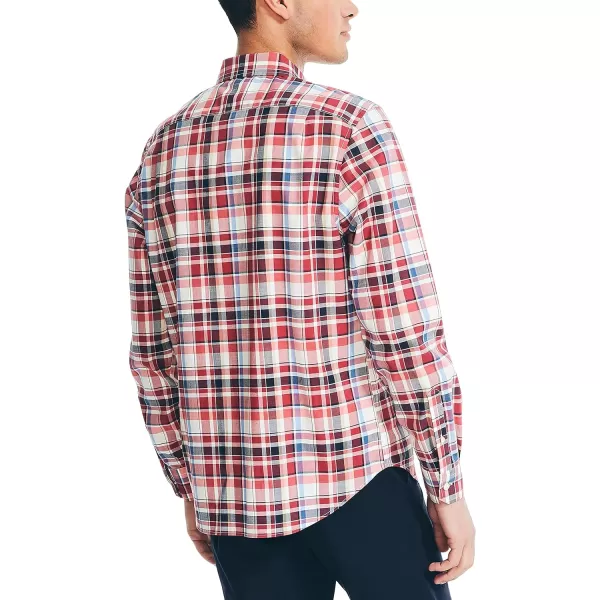 Nautica Mens Sustainably Crafted Plaid ShirtGarnet