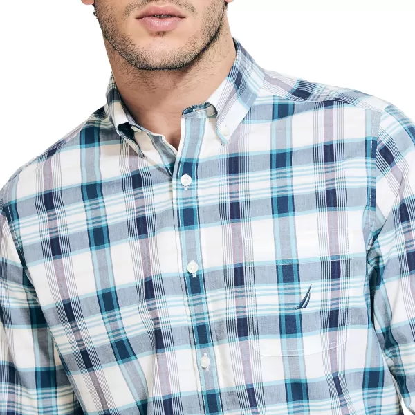 Nautica Mens Sustainably Crafted Plaid ShirtSail White