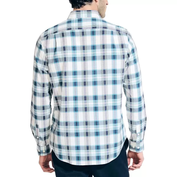 Nautica Mens Sustainably Crafted Plaid ShirtSail White