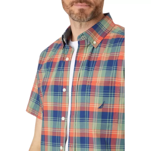 Nautica Mens Sustainably Crafted Plaid ShortSleeve ShirtDark Ivy