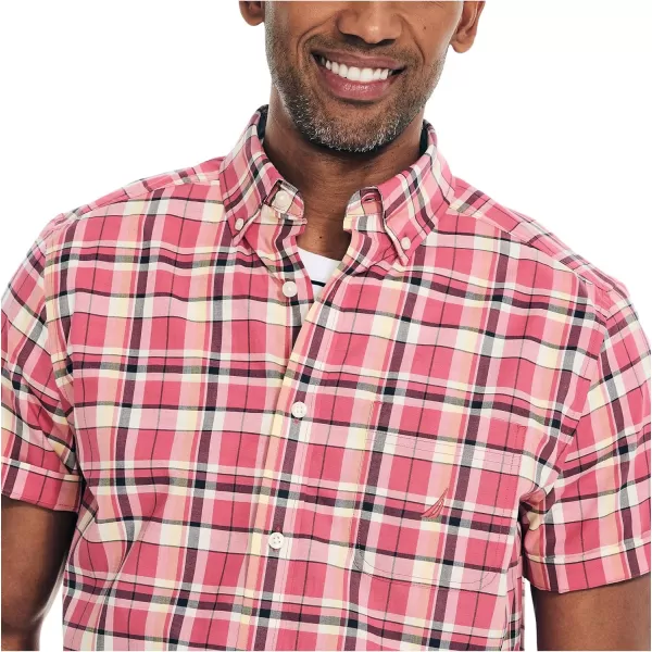 Nautica Mens Sustainably Crafted Plaid ShortSleeve ShirtShore Rose