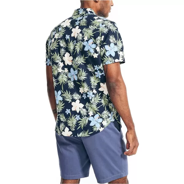 Nautica Mens Sustainably Crafted Printed Linen ShortSleeve ShirtNavy