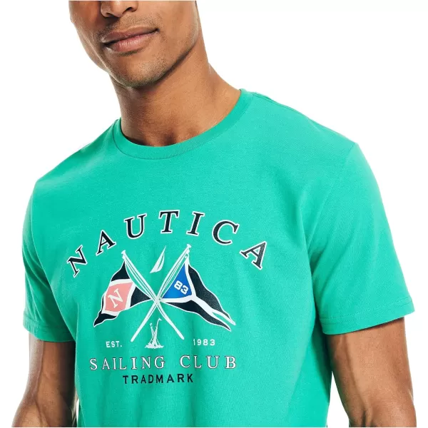 Nautica Mens Sustainably Crafted Sailing Club Graphic TShirtPepper Green