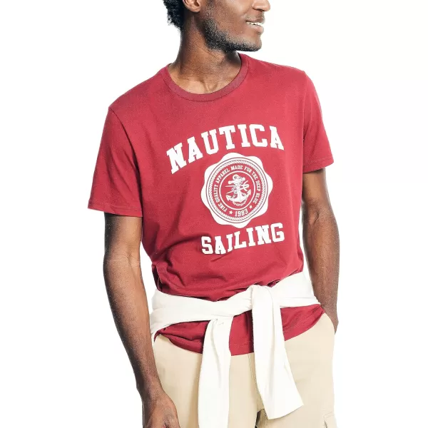 Nautica Mens Sustainably Crafted Sailing Graphic TShirtBiking Red