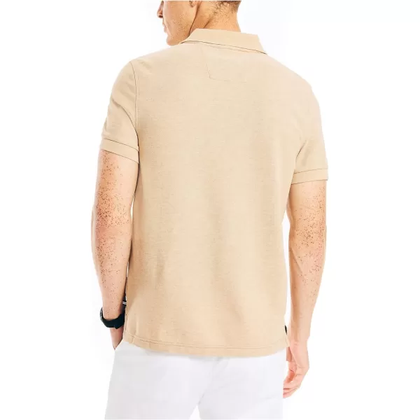 Nautica Mens Sustainably Crafted Slim Fit Performance Deck PoloCoastal Camel Heather