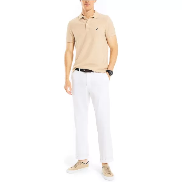 Nautica Mens Sustainably Crafted Slim Fit Performance Deck PoloCoastal Camel Heather