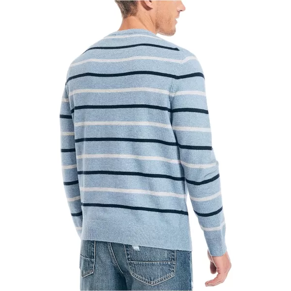 Nautica Mens Sustainably Crafted Striped Crewneck SweatshirtDeep Anchor Heather