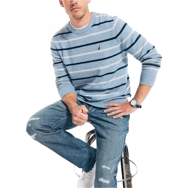 Nautica Mens Sustainably Crafted Striped Crewneck SweatshirtDeep Anchor Heather