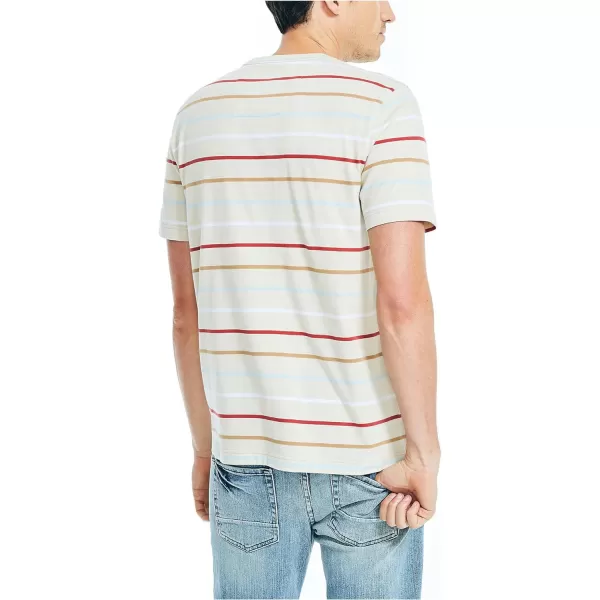 Nautica Mens Sustainably Crafted Striped TShirtOatmeal Heather