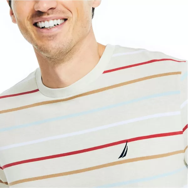 Nautica Mens Sustainably Crafted Striped TShirtOatmeal Heather